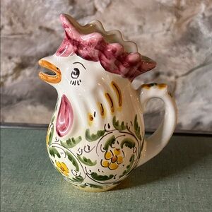 Italian Colorful Ceramic Rooster Pitcher‎